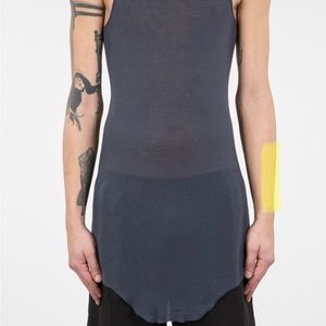Grey Rick Owens Sheer Ribbed Tunic. Size L